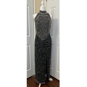 Last Chance Before Donating on 12/1! LAURENCE KAZAR Black Beaded Formal Gown